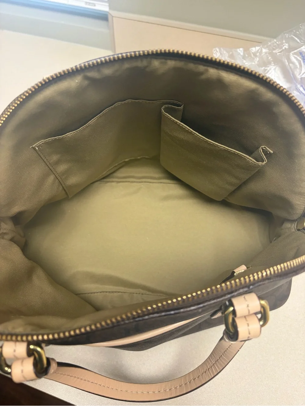 Coach Peyton Signature Cora Domed Satchel F26184 Brown Signature Canvas